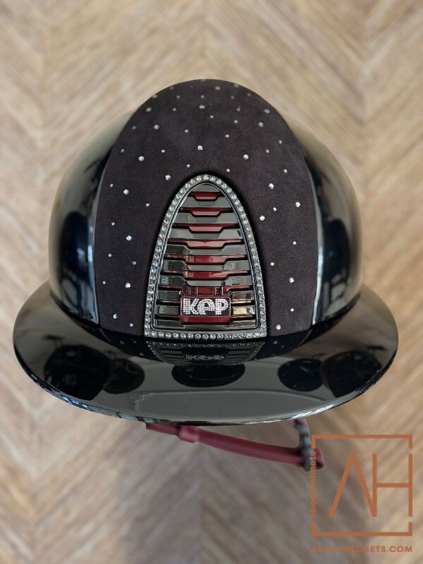 KEP Polish Black Goccia | Burgundy Swarovski Polo - About Helmets